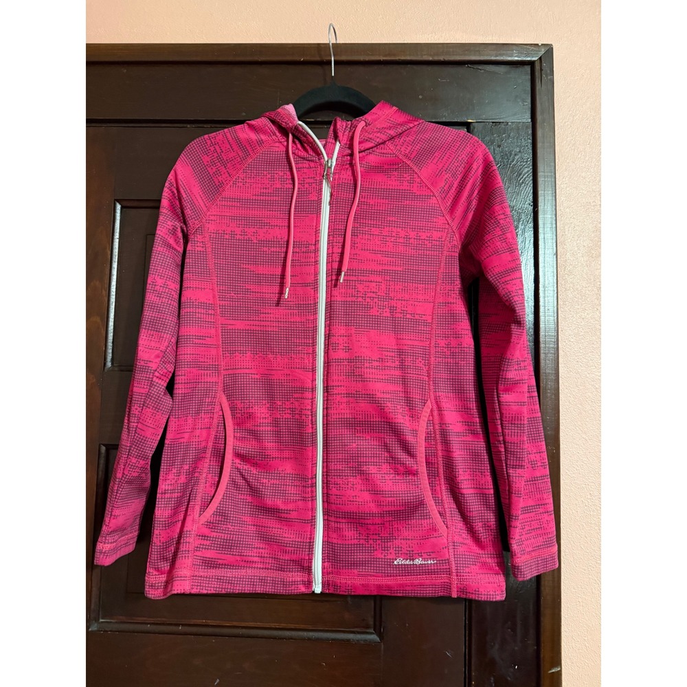 Eddie Bauer FreeHeat Pink Purple Space Dye Full Zip Fleece Hoodie Womens Small